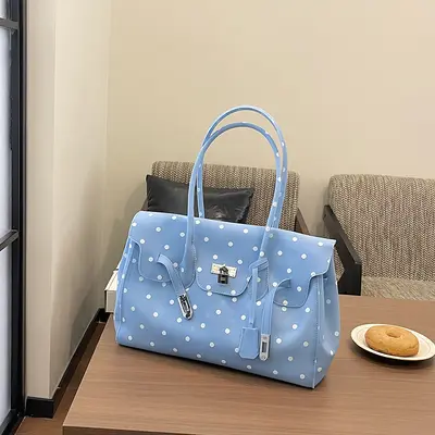 Polka Dot Jelly Tote Bag, Large Capacity Commuter Underarm Bag