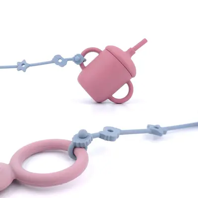 Silikon-Beißring-Halteband für Babyflaschen, Anti-Verlust-Schnullerkette