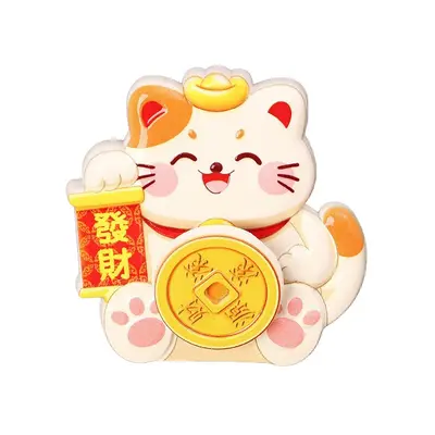 Rotating God of Wealth Magnetic Ornament Swinging Caishen Lucky Wealth Fridge Magnet Cartoon Decorative Sticker Festive Style