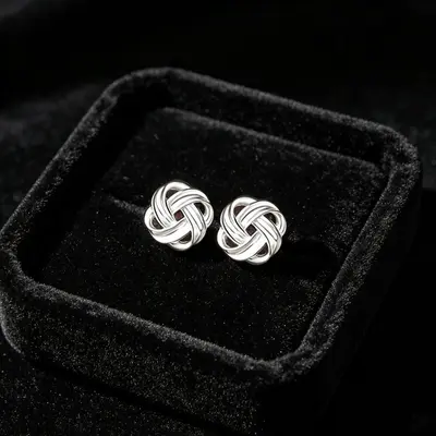S999 Sterling Silver Zircon Stud Earrings Women