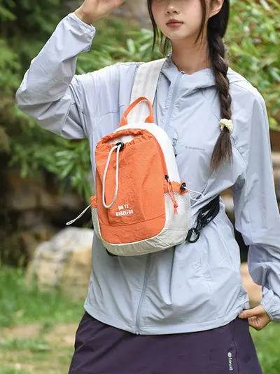 Outdoor Color-Block Drawstring Small Backpack, Lightweight Casual Crossbody Bag, Travel Hiking Dual-Use Mini Bag, Factory Wholesale