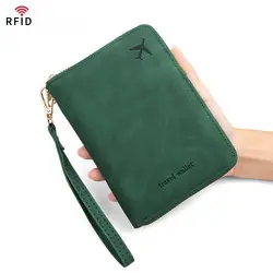RFID korumalı pasaport cüzdanı, fermuar kapanış, büyük kapasite - 7