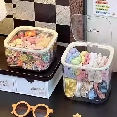 儿童发饰收纳盒小女孩头绳皮筋饰品盒发夹发卡头饰大容量首饰盒子 - 3