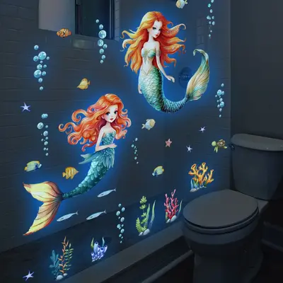 YCL6041 Luminous Mermaid Underwater World Glow-in-the-Dark Wall Sticker
