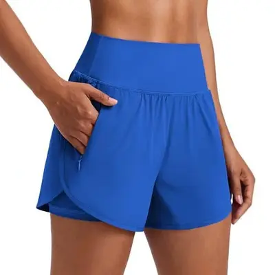 Women's High-Waist Quick-Dry Running Shorts with Zip Pocket