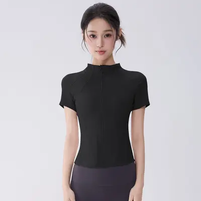 Half-Turtleneck Full-Zip Breathable Yoga Top - 7