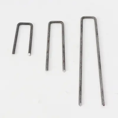 U-Shaped Galvanized Lawn and Ground Pegs for Outdoor Use