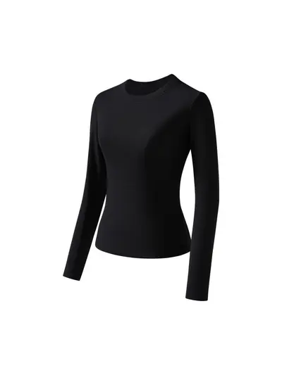 Women's Long Sleeve Solid Colour T-Shirt, 230g Spandex Blend, Autumn Base Layer