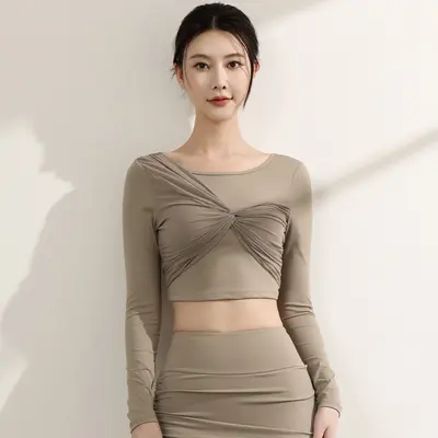 Damen-Yogaset langärmlig, Herbst/Winter, Netzdetail, enge Passform - 9