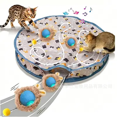 Isırmaya Dayanıklı Otomatik Kedi Oyun Topu, İplili Kendi Kendine Oynayan Zıplayan Top