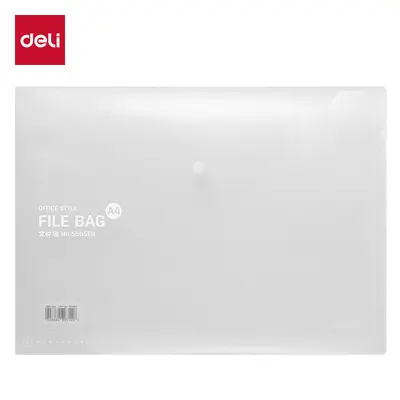 Deli 5505ES A4 Clear Button Closure File Bag