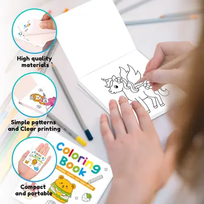 Mini-Malbuch mit 50 Seiten für Kinder, praktisches Taschenformat