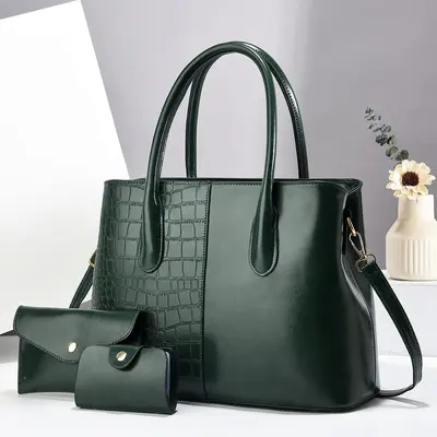 Women's Stone Pattern Mother and Child Bag Set, Large Shoulder Bag - 9