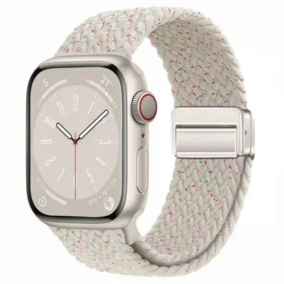 Apple Watch için manyetik naylon örgü kordon, elastik, gökkuşağı - 12
