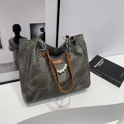 Korean Style Women's School Bag, Simple Shoulder Tote, Large Capacity - 6