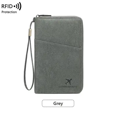 Cross-border new RFID anti-magnetic passport bag long zipper passport holder multifunctional travel ticket storage document bag - 10