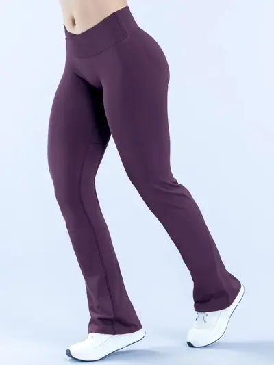 Jinsi DF High Quality Matte Nylon Peach Hip Yoga Flare Pants Fitness Sports Long Pants Women Leggings