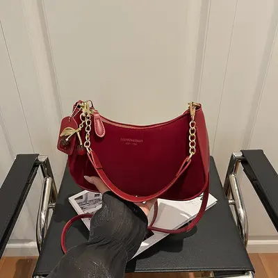 Damen Schultertasche in Wildleder-Optik, klein, großes Fassungsvermögen, 2025