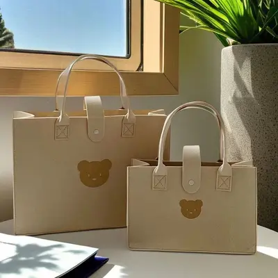 Filztasche mit Bärenmuster, großes Fassungsvermögen für den Alltag