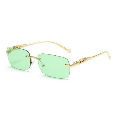 Metal Frameless Square Sunglasses for Driving, Retro Style - 7