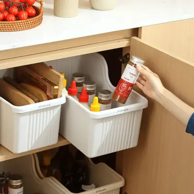 Kunststoff-Küchenlagerbox mit Rädern, japanischer Stil - 4