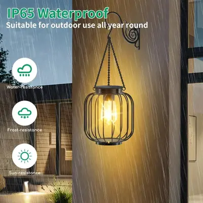 Solar Retro Iron Garden Lamp, Hollow Design, Night Light