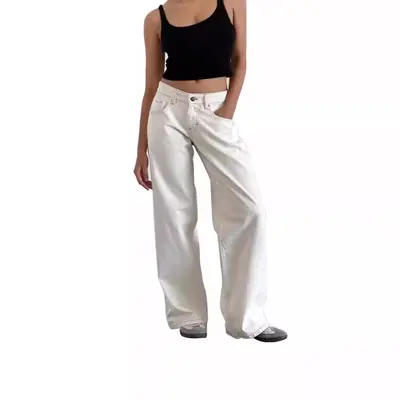 Vintage Düşük Bel Esnemeyen Yıkamalı Düz Kesim Kadın Kot Pantolon