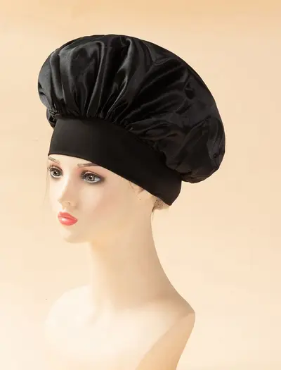 Wide-Brim Elastic Hair Cap, Satin Sleep Cap for Women - 6