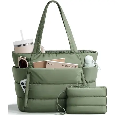 Large-Capacity Women's Tote Bag with Laptop Compartment - 13