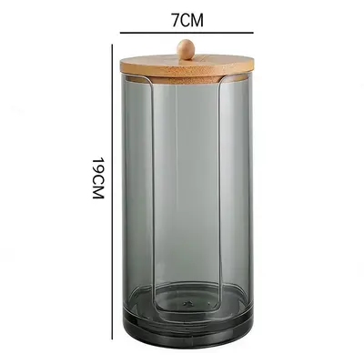 Acrylic Cotton Swab Storage Box, Transparent Gray Stackable Cosmetics Organizer
