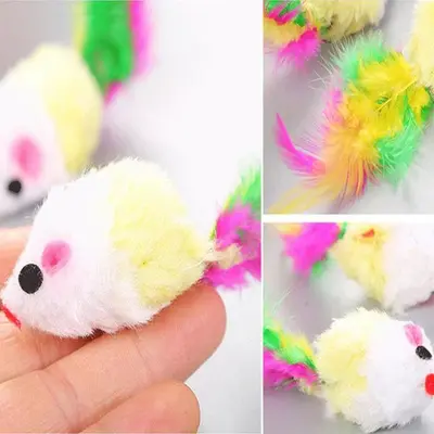 Colorful Feather Mouse Cat Teaser Toy - 4