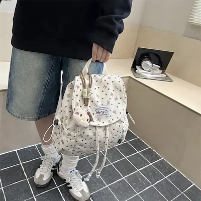 Cross-Border Yeni Model Büyük Kapasiteli Kadife Çift Omuzlu Sırt Çantası Kadın Moda Rahat Çok Amaçlı Kısa Mesafe Seyahat Fiyonklu Çift Omuzlu Sırt Çantası - 11