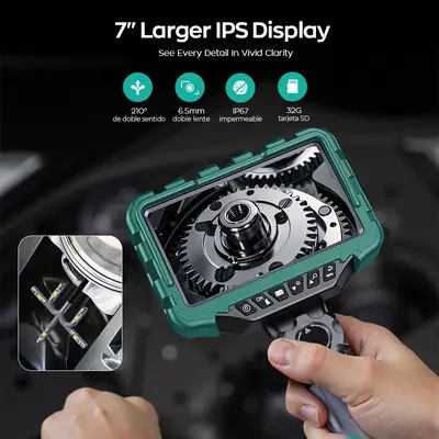 Industrial endoscope, dual lens, 360° rotatable, 7 inch screen, HD