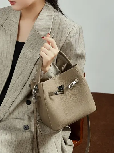 Damen-Eimertasche aus Vollrindleder, Modell 2026, Schultertasche - 3