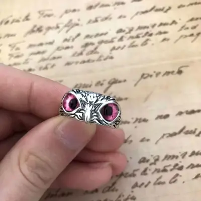 Kreativer süßer Eulenring für Frauen, Glücksbringer Schmuck für Männer, Vintage-Stil, nicht verblassendes 925er Silberschmuck, grenzüberschreitender Großhandelsverkauf. - 10