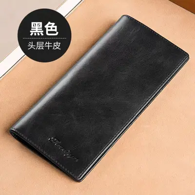Men's Retro Long Wallet with Multiple Card Slots, Genuine Leather - 13