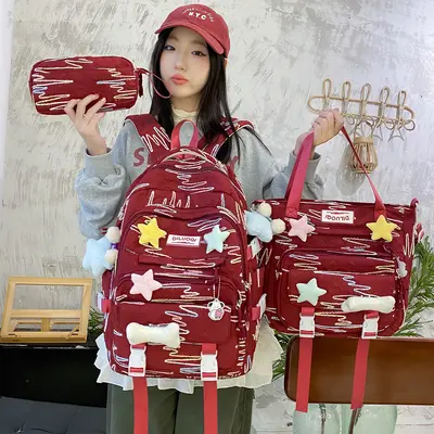 Schulrucksack-Set, 3-teilig, großes Fassungsvermögen, leicht, für Mittelschülerinnen - 8