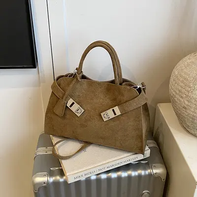 Women's Suede Tote Bag, Large Capacity, Single Shoulder - 10