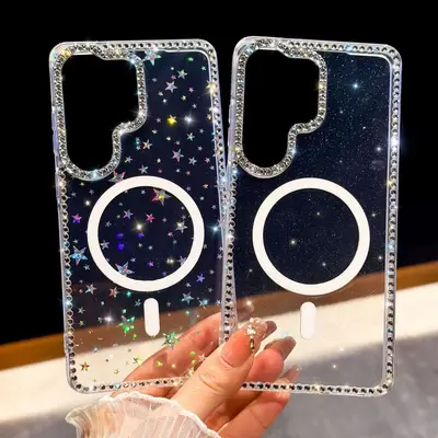 适用三星S26ultra手机壳N52高斯磁吸s25plus奢华闪钻爱心S24跨境