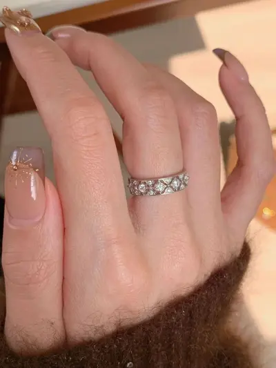 Women's lace flower ring, diamond cut, elegant design - 7