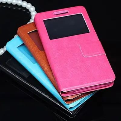 Universelle Leder Handyhülle für Android, einfenstriges Design, Silikonunterfutter, Vollsc