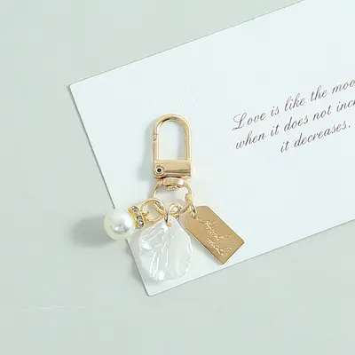 Simulated Pearl Shell Tassel Keychain, Earphone Case Accessory - 8