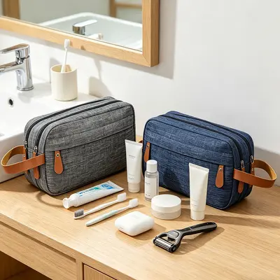 Men's Travel Toiletry Bag, Large Capacity with Compartments, Portable - 2