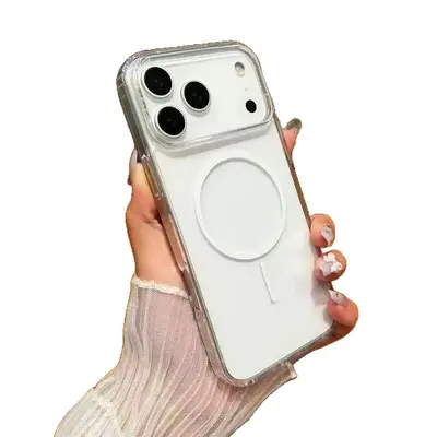 iPhone 18 Pro Max uyumlu şeffaf manyetik telefon kılıfı akrilik Apple 17 Pro sınır ötesi 15 basit 16