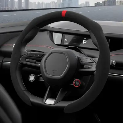Rams 5D Suede Steering Wheel Cover, Universal O-Type and D-Type, Non-Slip and Sweat-Absorb - 8