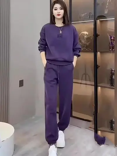 Plus Size Women's Two-Piece Sweatpants Set, Thin Spring Autumn Style