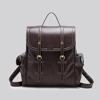 Women's Retro Preppy Backpack, Large Capacity Student Bag - 7