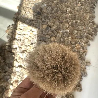 Natural Rabbit Fur Cat Toy Ball, Interactive Enrichment Teaser Ball