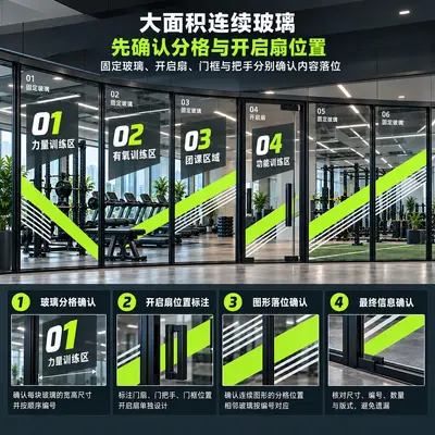 Gym Glass Sticker for Strength and Cardio Zone Signage