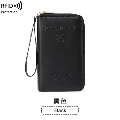 Длинный кошелек для паспорта с защитой RFID на молнии, сумка для билетов и документов - 9